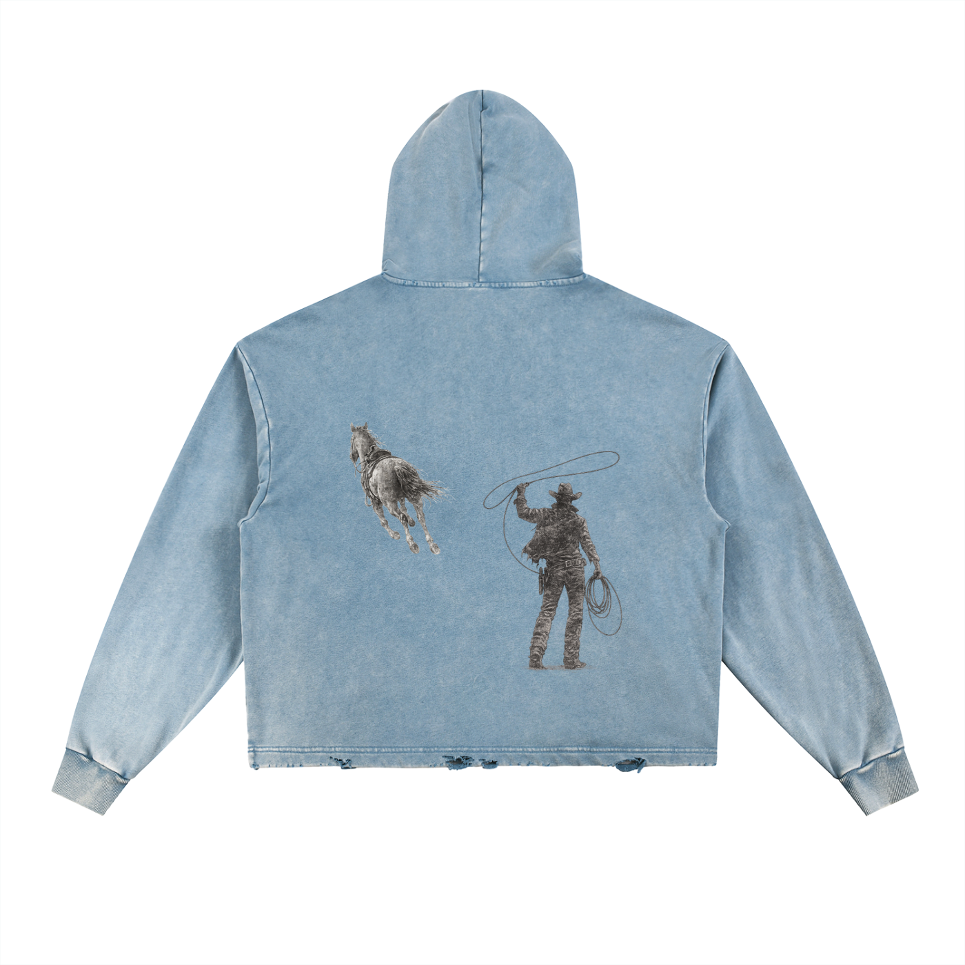 For all-Vintage Washed Frayed-Hem Hoodie