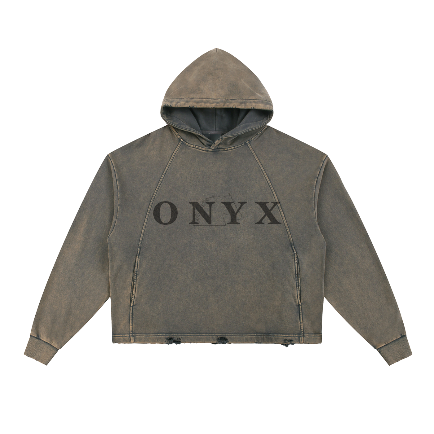 For all-Vintage Washed Frayed-Hem Hoodie