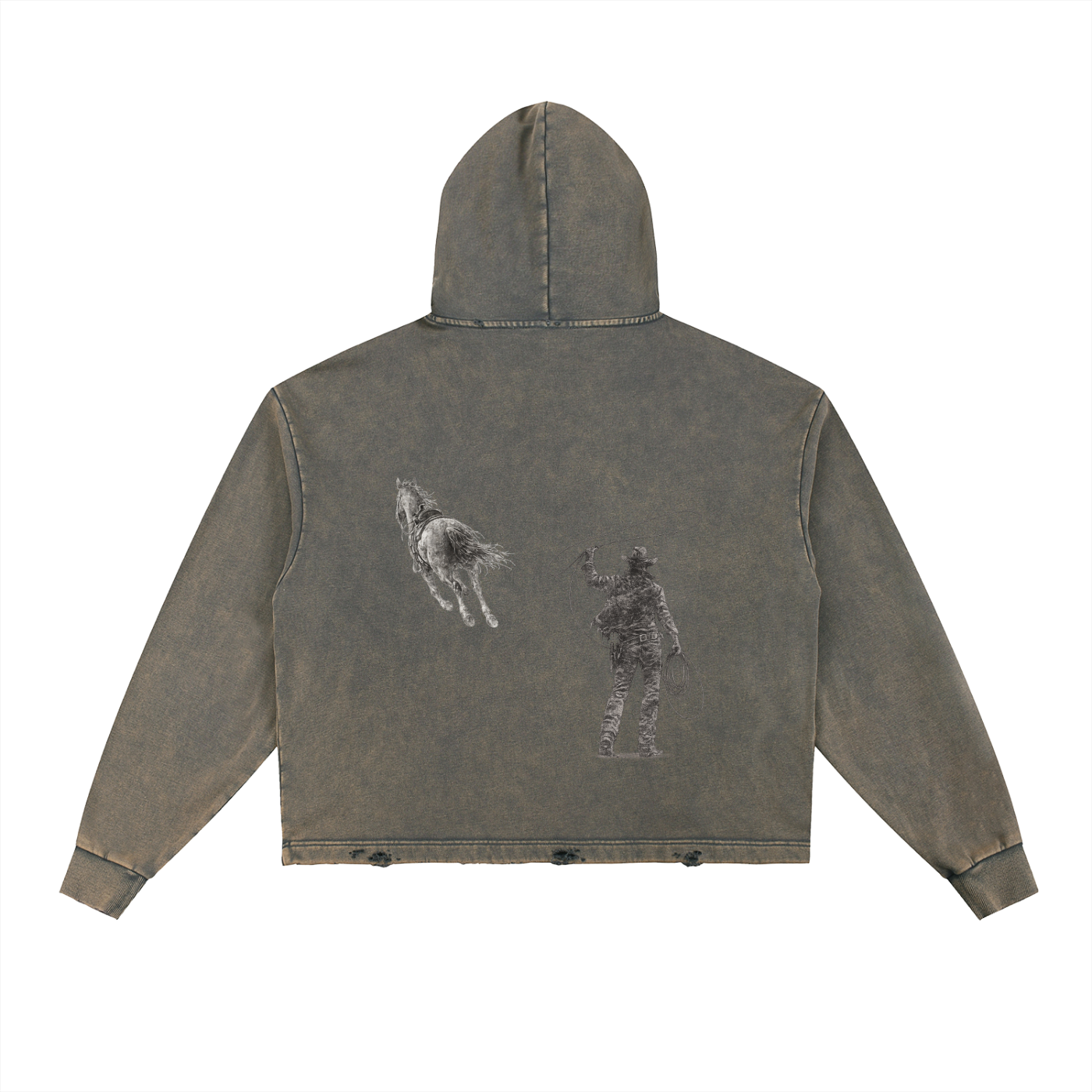 For all-Vintage Washed Frayed-Hem Hoodie