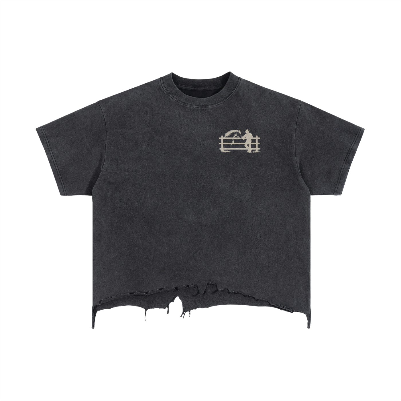 Vintage Wash Boxy Distressed Hem T-Shirt