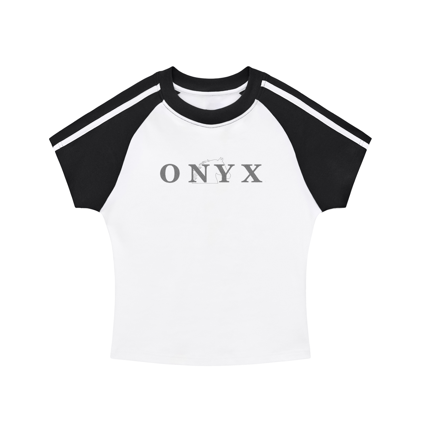 Womens Contrast Stripes Bodycon Raglan  Sleeve T-Shirt