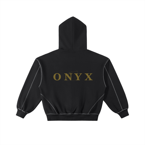 For all-Contrast-Stitched Boxy Fleece Zip Hoodie