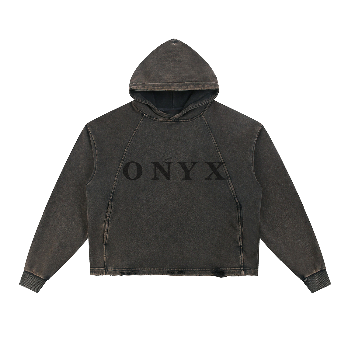 For all-Vintage Washed Frayed-Hem Hoodie