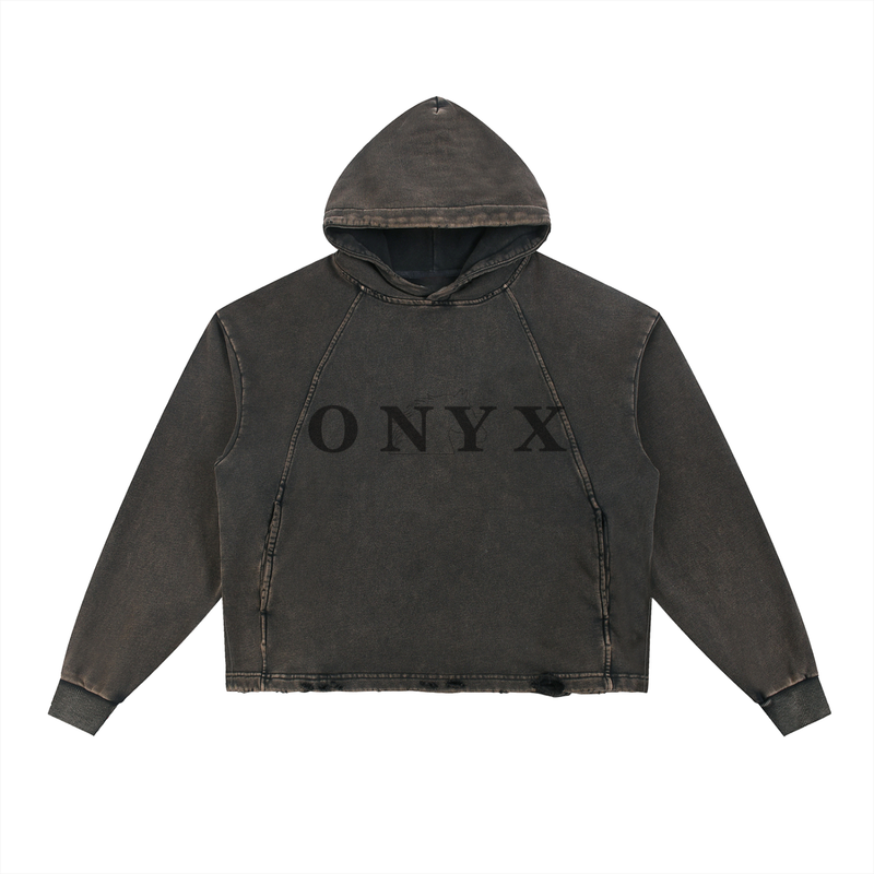 For all-Vintage Washed Frayed-Hem Hoodie