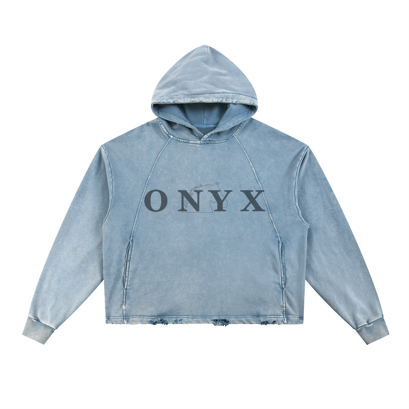 For all-Vintage Washed Frayed-Hem Hoodie