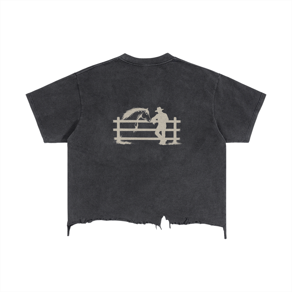 Vintage Wash Boxy Distressed Hem T-Shirt