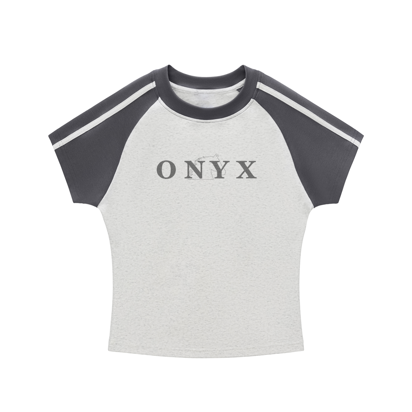 Womens Contrast Stripes Bodycon Raglan  Sleeve T-Shirt