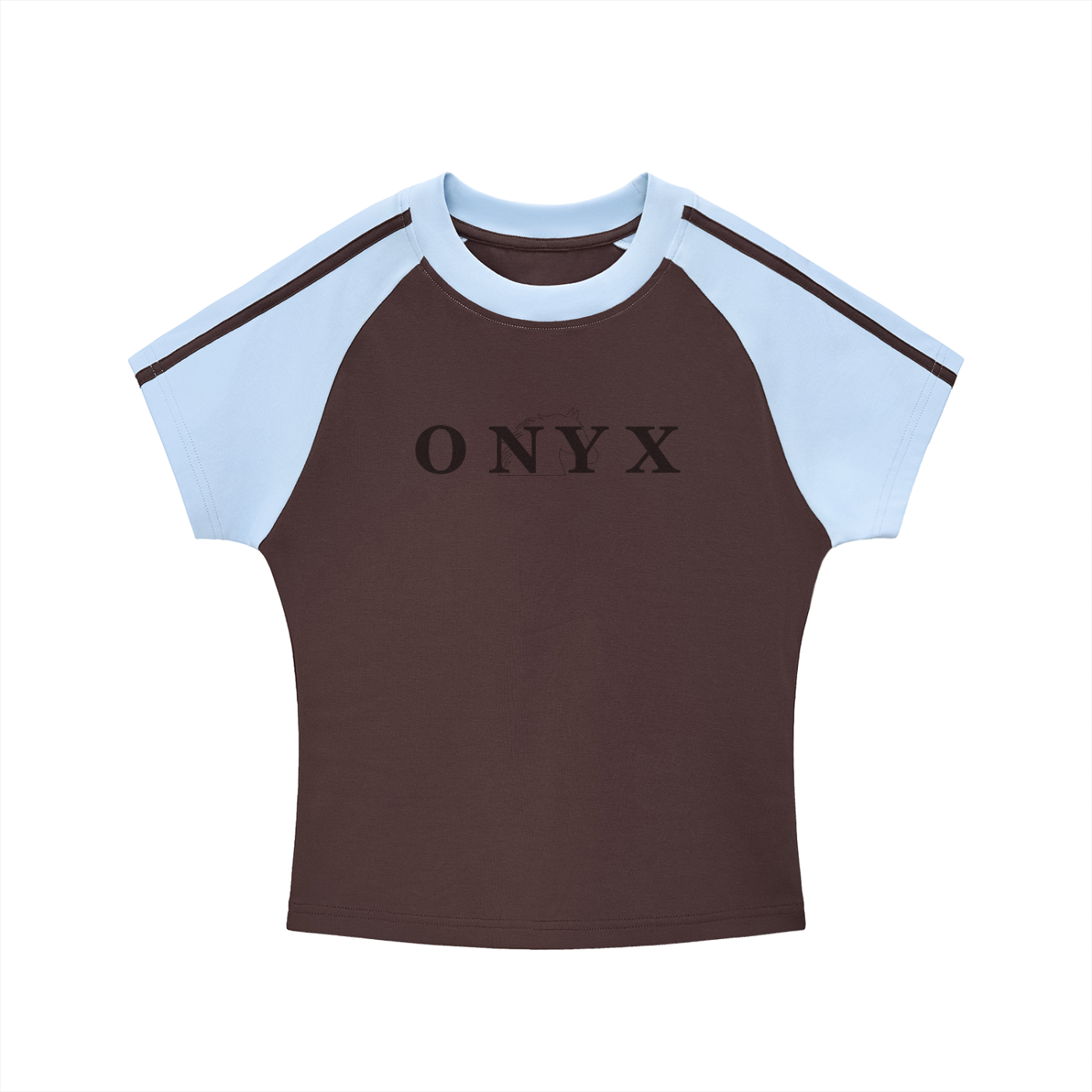 Womens Contrast Stripes Bodycon Raglan  Sleeve T-Shirt