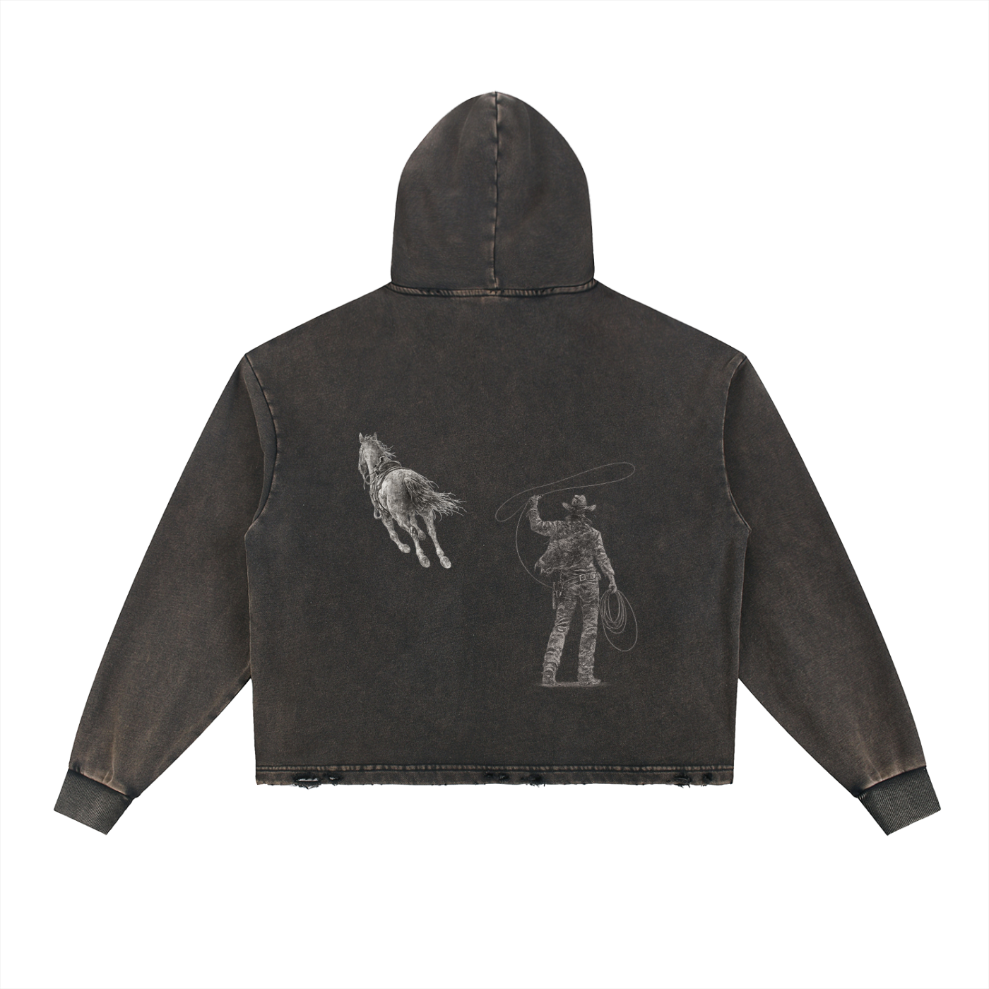 For all-Vintage Washed Frayed-Hem Hoodie